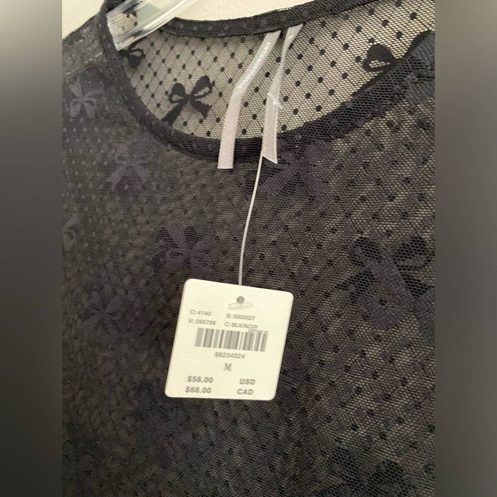 By Anthropologie Long-Sleeve Novelty Lace Top new nwt black color size M - Picture 6 of 8